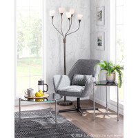 Lumisource LS-MEDUSA BKW Medusa Contemporary Floor Lamp with Black Chrome Base and White Glass Sconces